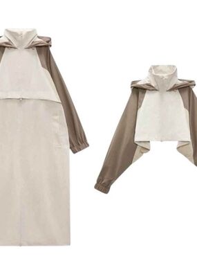 ZARA Convertible Parachute Rain Jacket Size M/L